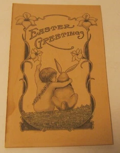 Cute Antique EASTER Postcard Boy with Arm Around Bunny THE D COMPANY Chicago!!! - Picture 1 of 3