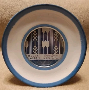 BELLE MAISON 7.5” Round Ceramic Frame For 4" X 4" Picture Blue & White - Picture 1 of 6