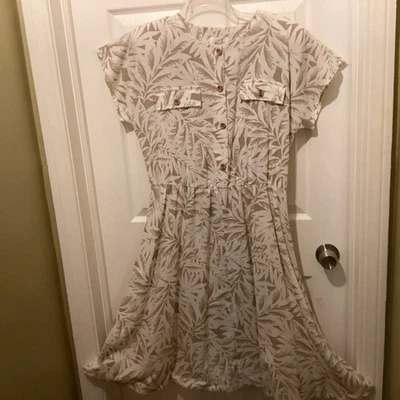 Vestido estampado MC II vintage sem mangas anos 7080 Secretary Safari vintage tamanho 12 - Imagem 1 de 4