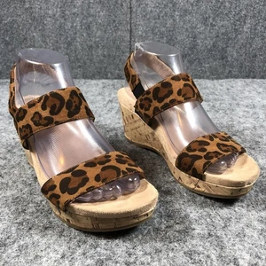 LifeStride Sandals Womens Size 7.5 Animal Print Wedge Brown Cork Delaney - Picture 1 of 13