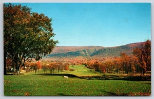 Manchester, VT Postcard - Golf Course Autumn Landscape with Mountain View - Picture 1 of 2