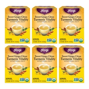Yogi Tee Sweet Ginger Zitrus Kurkuma Vitaltee - 16 Teebeutel pro Packung (6... - Bild 1 von 6