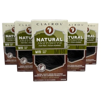 (5) Clairol Natural Instincts for Men M19 Black Ammonia-Free Hair Color Kit New - Image 1 of 4