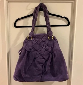 Valentino Garavani PURPLE Suede Couture Braided Straps Large Handbag Bag - Picture 1 of 13