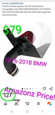 Cold Air Intake 16-18 BMW B48 2.0T F20 F30,31,32,33 430i 120i 125i F22 220i 230i Foto 1 de 4
