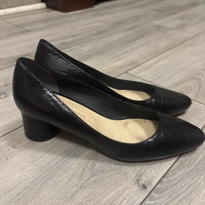 Loeffler Randall 黑色皮革 2 英寸粗跟高跟鞋 8 B 码工作鞋 — 第 1/4 张图片