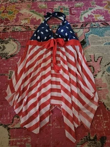 Rosegal swimsuit top with mesh bodycover womens L 14 American Flag 4th of July - Picture 1 of 3