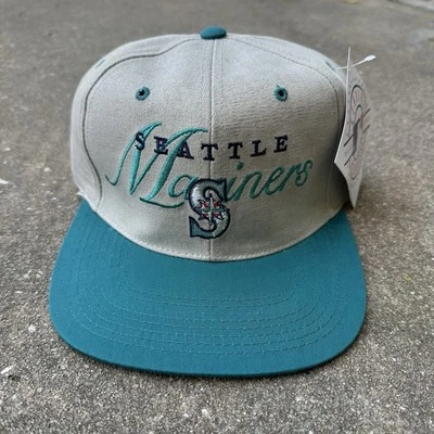 Vintage Seattle Mariners Strapback Hat Outdoor Cap 90s MLB SnapBack Script NWT - Image 1 of 4