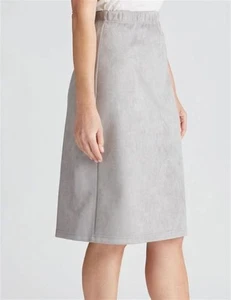 W LANE Silver A-Line Suedette SKIRT Size Aus 18 NWT Grey Stretch Classic Office - Imagen 1 de 8