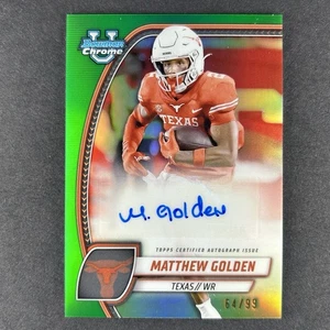 Autógrafo Matthew Golden Bowman University 2024 cromo verde verdadero/99 - Imagen 1 de 3