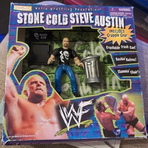 WWF Grapple Gear Stone Cold Steve Austin Jakks Pacific 1998 Complete No Plastic - Picture 1 of 22