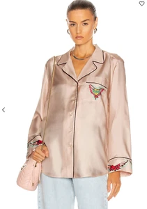 ZIMMERMANN Size 1 / AU 10 / US 6 Lovestruck Pyjama Silk-twill Shirt Blush RP$800 - Foto 1 di 19