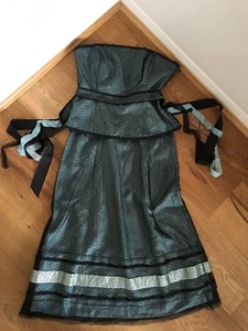 Coast Top Bustier & Skirt UK 12/10 Teal Blue Green Black Dress Silk Lace Beads - Picture 1 of 12