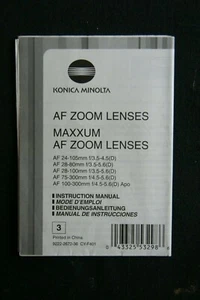 Konica Minolta Alpha Lens Manual No. 3 Very Good Condition - Picture 1 of 1