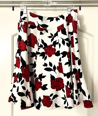 $38   JKLA CALIFORNIA Pretty Red Rose Floral A-Line Skirt!    SZ L    NWT! - Image 1 of 4
