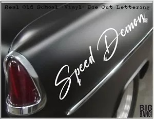 2 VTG HOT Rat ROD Vinyl Decal Sticker DRAG RACING,SPEED DEMON, SHOP OWNER Script - Foto 1 di 4