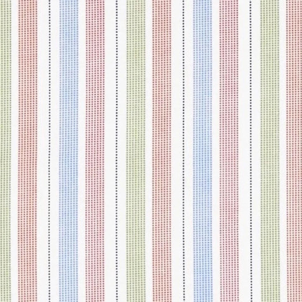 Buddy's Big Adventure Stripe White 100% Cotton Fabric by The Yard - Image 1 of 1