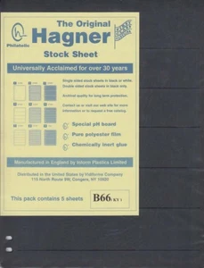 Lagerblätter 10 Seiten für BRIEFMARKE doppelseitig 6-reihig Polyesterfolie SCHWARZ Hagner - Bild 1 von 2