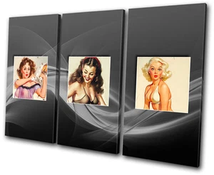 Retro Pin-ups Vintage Ragazza TELA WALL ART Quadro Stampa VA - Foto 1 di 1