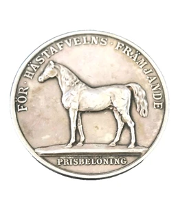 Vintage Sterlingsilber schwedische Pferdezucht Uhr Anhänger Auszeichnungen Medaille 1920 - Bild 1 von 9