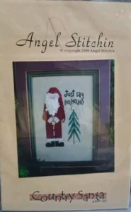 Angel Stitchin COUNTRY SANTA Just Say Ho Ho Ho Cross Stitch Chart - Picture 1 of 3