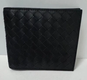 Bottega Veneta Intrecciato Black Leather Bifold Wallet NEW - Imagen 1 de 6