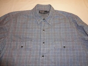 Polo Ralph Lauren Lang Blue / Black Plaid Button up Shirt Size Large - Picture 1 of 5