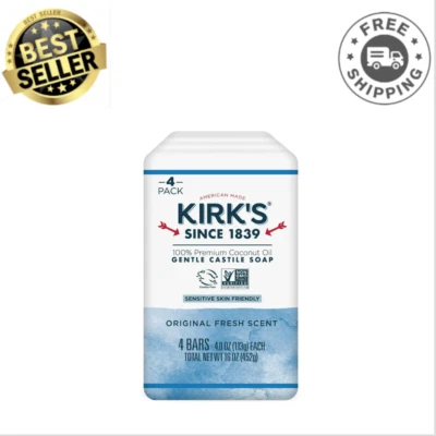 (Paquete de 8) Jabón de Castilla Kirk's Original Fresh Scent Suave Simple, Suave, Limpio Foto 1 de 4