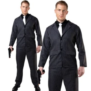 Adult GANGSTER GUY 20s Mafia Mob Mens Male Fancy Dress Costume Godfather 1920s - Picture 1 of 8