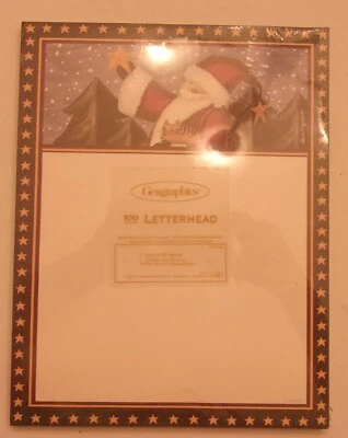 Christmas Santa w/Kitty Cat Star Of Peace Holiday Stationery 100 Count  NIP - Image 1 of 2