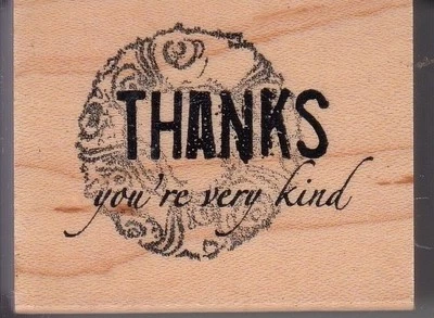 Sello de goma montado en madera chatarra club gracias 1 1/2 x 2" envío gratuito Foto 1 de 2