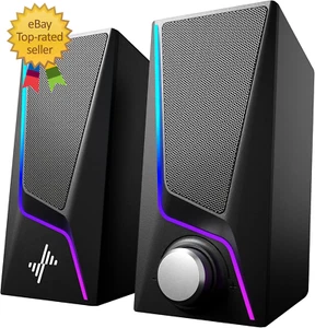 Computer Speakers, PC Speakers with 6 Lighting Modes, USB Powered Computer Speak - Afbeelding 1 van 12