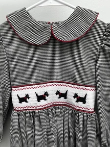 EUC Jayne Copeland Black & White Smocked Heirloom Dress With Scotty Dogs 6X - Picture 1 of 4