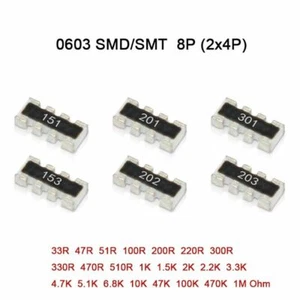 0603 SMD/SMT 8 pin (2x4P) resistenza array di rete ±5% valori gamma 33R-1M Ohm - Foto 1 di 5