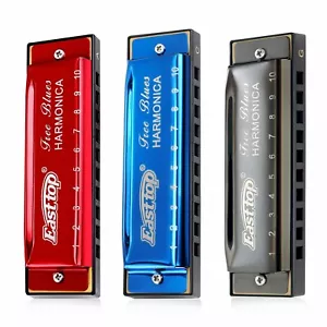 EASTTOP Diatonic Mouth Organ Harmonica Set 10Hole Blues Harp Harmonica Set A C G - Picture 1 of 12