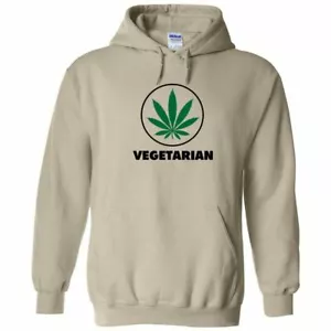 Vegetarian Pot Leaf Logo Cannabis Hoodie Sweatshirt Stoner Marijuana Gas Pot 420 - Picture 1 of 8