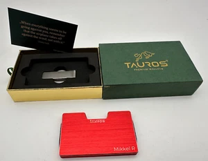 Tauros Premium Wallet Karten Etui Kreditkartenhalter + Geldclip Metall Rot - Bild 1 von 7
