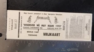 METALLICA - VINTAGE NOV 8 1992 ROTTERDAM, NETHERLANDS MINT WHOLE CONCERT TICKET - Picture 1 of 1