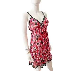 Oscar de la Renta Pink Label Romantic Poppy Floral Negligee Slip Nighty, S - Picture 1 of 9
