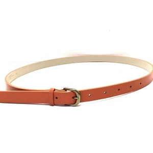 Women's Belt Medium Orange Thin Casual Dress Trouser Jeans Gold Buckle Ladies - Picture 1 of 5