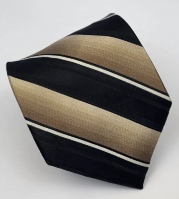 Corbata de seda Croft & Barrow marrón dorado negro blanco rayas hombre 58 x 3,5 Foto 1 de 4