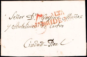 Toledo - Prefilatelia - Madridejos PE 2 - Carta a Ciudad Real + porteo "5" - Picture 1 of 1