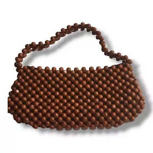 Vintage braune Clutch-Geldbörse mit Perlen gefütterter Damen-Geldbörse - Bild 1 von 6