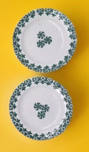 2 Antique Child Size Green Pinwheel Dinner Plates Pattern 3.5" Vtg Toy France - Picture 1 of 2