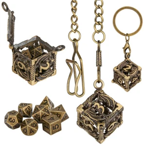 7pcs Mini Polyhedral Metal Dice Set D4 through D20 DND with Case and Chain Gifts - Picture 1 of 19