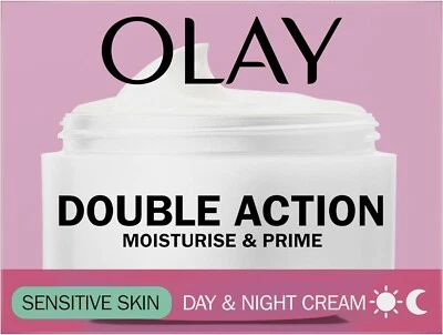 Olay Double Action Moisturise & Prime Day And Night Cream Sensitive Skin 50ml