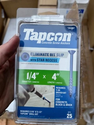TAPCON / ITW BRANDS Tapcon 1/4 in. x 4 in. Hex-Washer-Head Concrete Anchors (25-Pack)
