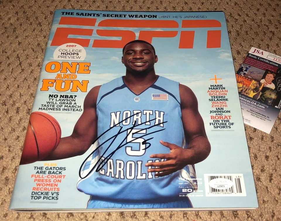 REVISTA ESPN FIRMADA POR TY LAWSON AUTÓGRAFO SIN CIRCULAR BALONCESTO NORTH CAROLINA TYWON JSA Foto 1 de 1