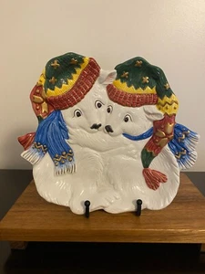 Fitz & Floyd Eisbären Urlaub Keramik Teller Wandbehang - Bild 1 von 7