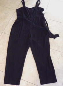 Nine West Woman's Size Large Black "Fancy" Overalls Jumpsuit NEW - Picture 1 of 8